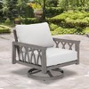 COWLOWN Outdoor Aluminum Swivel Lounge Chair with Dual Armrests, 1-Seater Patio Swivel Sofa Chair with Cushion for Balcony, Porch, or Garden - 3 of 4
