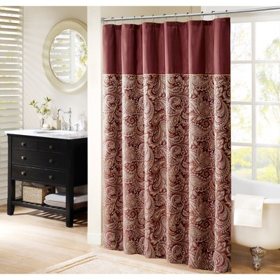 burgundy and brown shower curtain