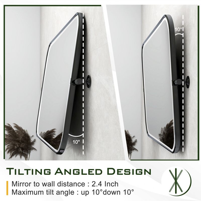 Neutypechic Metal Frame Rectangle Mirror Pivot Bathroom Vanity Mirror, 3 of 9