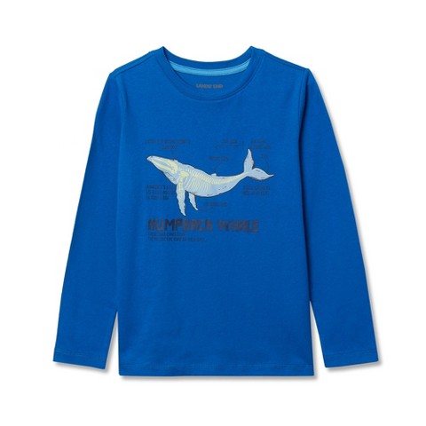 Lands' End Kids Husky Long Sleeve Graphic Tee - Medium Husky - Cobalt Humpback Whale