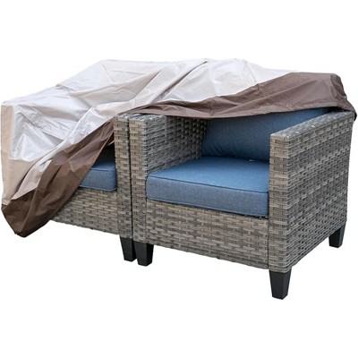 XIZZI Heavy Duty Patio Sofa Cover Waterproof, Outdoor Patio Furniture Cover with Air Vent Adjustable Drawstring and Handles, Beige