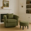 SEVOBAL Accent Chairs Chenille Barrel Armchair Modern Side Chair Swivel Accent Chair with Ottoman Set for Room, Green, 27"*24.6"*24.8" - 3 of 4