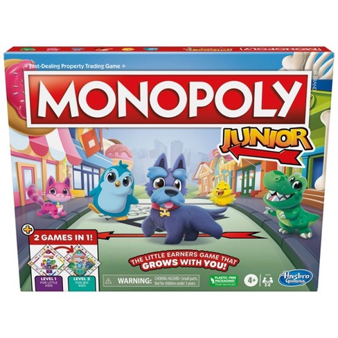 Monopoly Junior Game for 2 to 4 Players, Board Game for Kids Ages