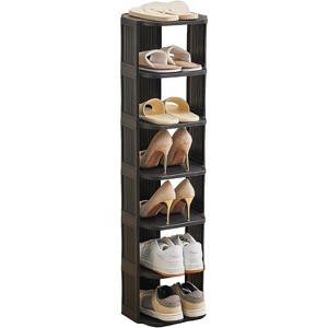 Space-Saving Shoe Rack for Small Spaces - Vertical Plastic Organizer Fits in Narrow Entryways & Closets, Free-Standing Design - 1 of 4