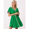 Allegra K Women's Summer Casual V-Neck Lace Short Sleeve Tie Waist Dress - 2 of 4
