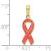 Black Bow Jewelry 14k Yellow Gold & Pink Enamel Awareness Ribbon Pendant, 8mm (5/16 in) - 4 of 4