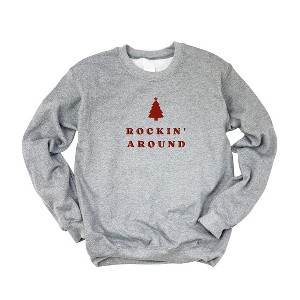Simply Sage Market Women's Graphic Sweatshirt Embroidered Rockin' Around Tree -Red Ink - 1 of 3