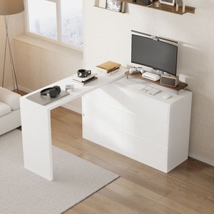 Famapy Convertible Dresser,Makeup Vanity Desk with 6 Drawers,Study /Computer Desk,All - in - One Storage Unit for Home Office Space Upgrade - 1 of 4