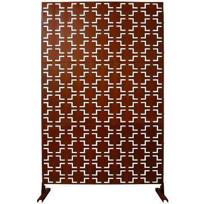 Grungis Matrix Metal Decorative Patio Screens,Freestanding Privacy Galvanized Steel Panel Screen with Square Pattern for Balcony,76" H×48" W