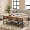 Homhougo Coffee Table with Drawers 41" Large Center Table with Storage Rectangular Cocktail Table Mid Century Wooden Coffee Tables - 3 of 4