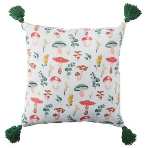 The Lakeside Collection Spring Mushroom Accent Pillows - Watercolor Mushrooms - 1 of 4