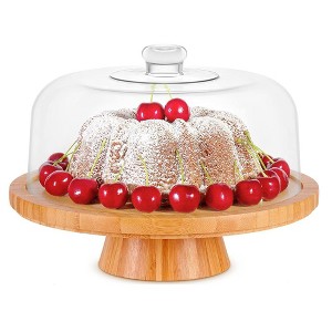 Homeries Cake Stand with Lid, Cake Plate, (6 in 1) Multi-Functional Serving Platter, Large Cake Stand with Dome - Use as Cake Holder, Cake Cover - 1 of 4