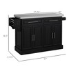 Aghana Digitals Charcoal Black Kitchen Island Cart with Stainless Steel Top, 2 Drawers, Adjustable - 2 of 4