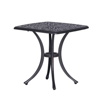 PAGED Stylish Outdoor Dining Table Resin Patio Table with Tempered Glass Tabletop for Patio, Lawn, Courtyard