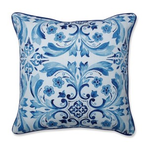 Fresco Delft Square Throw Pillow Blue - Pillow Perfect