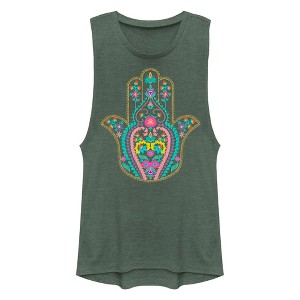 Junior's Lost Gods Colorful Hand Of Fatima Festival Muscle Tee - 1 of 4