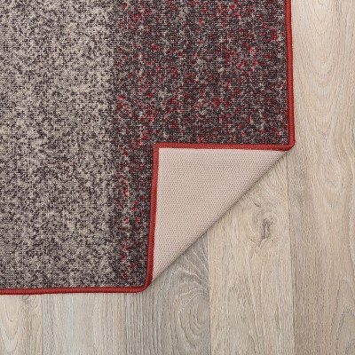 Red and Gray Geometric Non-Slip Runner Rug 22" x 84"