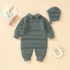 MyKids-Usa Baby Solid Color Crochet Knit Design Lapel Knit Jumpsuit - 4 of 4