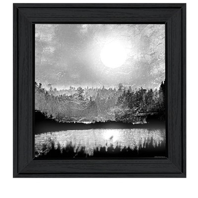 HomeRoots Big Moon Lake Black Framed Print Wall Art
