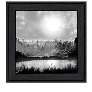 HomeRoots Big Moon Lake Black Framed Print Wall Art - 1 of 4