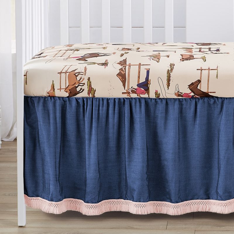 Sweet Jojo Designs Girl Baby Crib Bedding Set - Western Cowgirl Pink Brown Beige Blue 4pc, 4 of 7