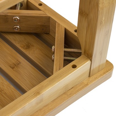 Natural Bamboo Spa Shower Bench with Storage Shelf