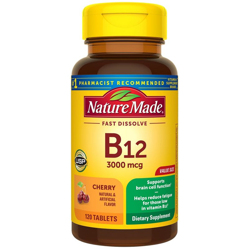 Nature Made Vitamin B12 Sublingual 3000 mcg, Energy Metabolism Support Lozenges - 120ct, 1 of 12