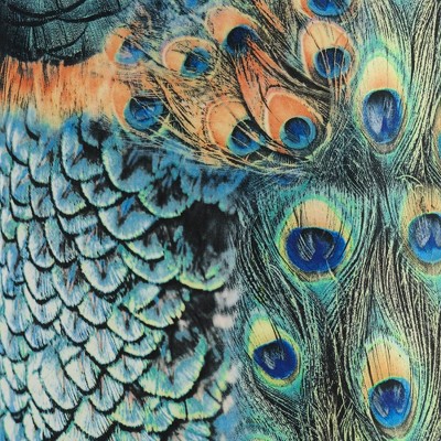 Peacock Print Drum Lamp Shade with Chrome Finish Spider Fitter