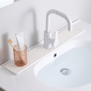 White Diatomite Faucet Mat, 23.6x3.9 Inch Water Absorbing Sink Tray, Quick-Dry Countertop Protector for Kitchen & Bathroom - 1 of 4