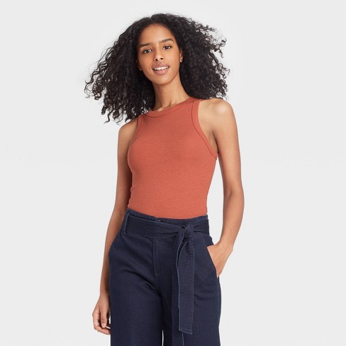 Women's Ribbed Top - Day™ Rust L : Target