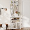 Coat Rack Shoe Storage White Hall Tree with Doors 72.8in Narrow Coat Tree Shoe Shelf Organizer with 7 Hooks - 2 of 4