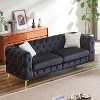 Kumasinova Velvet Chesterfield Sofa,Comfy Couch with Tufted Buttons,Spring Cushion,Metal Legs,2 Pillows,Sofa Couch for Living Room,Bedroom - 2 of 4