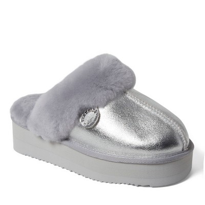 Fireside by Dearfoams Women's Melton Genuine Shearling Platform Scuff Slipper