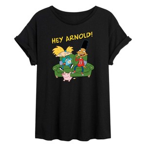 Women's - Hey Arnold! - Arnold, Gerald, and Abner Oversized Graphic T-Shirt - 1 of 4