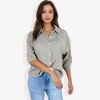 Anna-Kaci Women's Long Sleeve Button Down Crinkled Blouse With Chest Pocket - 3 of 4