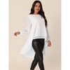 Seta T Women's Lantern Long Sleeve Round Neck High Low Irregular Hem Casual Blouse - 2 of 4