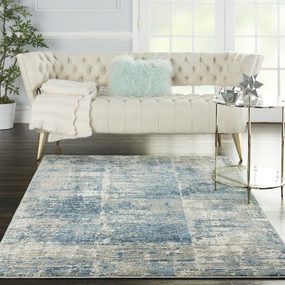 Blue Abstract Hand-knotted Synthetic 5' x 7' Area Rug