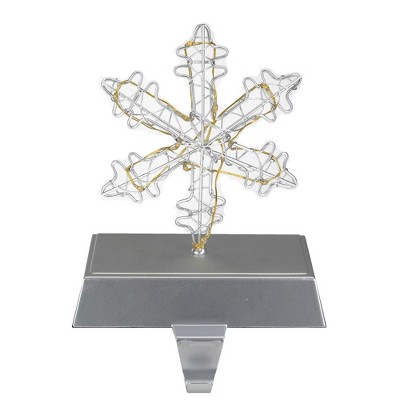 Northlight 7.5" LED Lighted Silver Wired Snowflake Christmas Stocking Holder