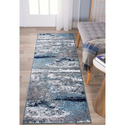 Bohemian Blue Abstract 26'' Easy-Care Polypropylene Rug