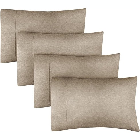 YIYEA Pillow Cases Standard Size Set Of 4 Ultra Soft 1800TC Hotel Quality Double Brushed Microfiber Embroidered Pillowcases Envelope Closure Fade Resistant 20x26 Dark Grey