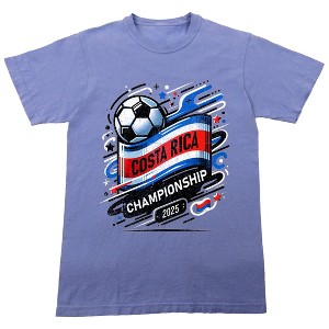 Team Gear Vintage Costa Rica, Concacaf Fold Cup, Graphics, 2025, Soccer Game, Ball, Sports, Country Flag, on Periwinkle Adult T-Shirt - 1 of 4