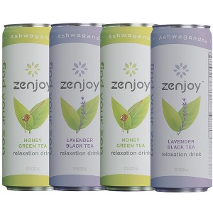 Zenjoy Lavender Black Tea & Honey Green Tea Mixed 4 Pack - Calming Drink with Ashwagandha & Lemon Balm - Non-Alcoholic Beverage - 1 of 1
