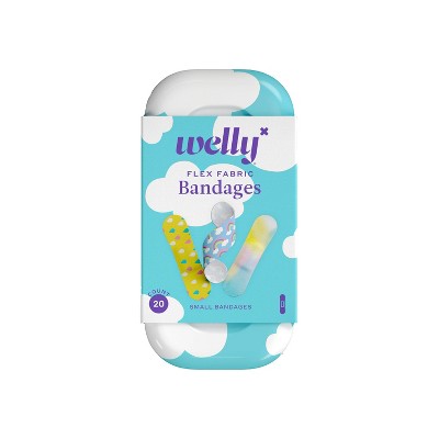 Welly Kid's Mini Flex Fabric Bandages - Clouds - 20ct