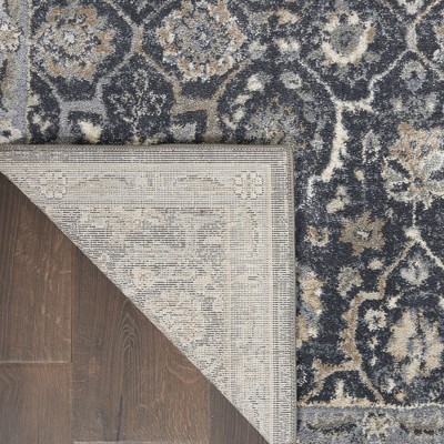 Navy Blue Synthetic Rectangular 5' x 7' Persian Rug