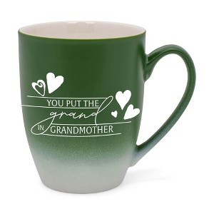 Elanze Designs You Put The Grand In Grandmother Two Toned Ombre Matte Green and White 12 ounce Ceramic Stoneware Coffee Cup Mug - 1 of 4
