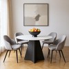 HomeRoots 48" White and Black Sintered Stone and Steel Pedestal Base Round Dining Table - 2 of 4