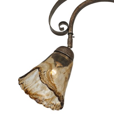 Bronze 4-Light Ceiling Track Fixture with Amber Glass Shades