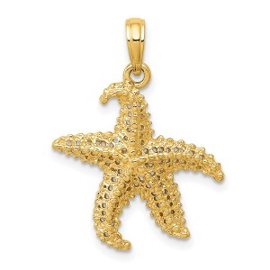 Black Bow Jewelry 14k Yellow Gold 19mm Textured and Cutout Starfish Pendant - 1 of 4