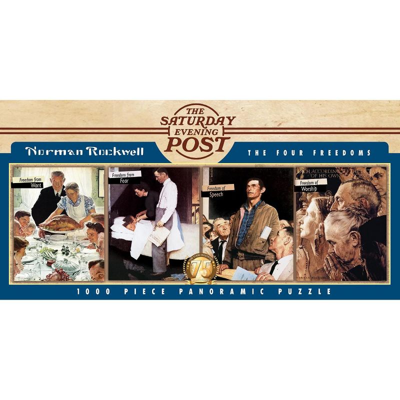 MasterPieces Inc Norman Rockwell The Four Freedoms 1000 Piece Panoramic Jigsaw Puzzle, 3 of 4