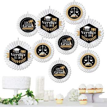 Big Dot of Happiness Law School Grad - Hanging Future Lawyer Graduation Party Tissue Decoration Kit - Paper Fans - Set of 9